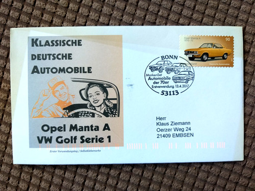 Brd 2017 fdc automobile opel - fdc,